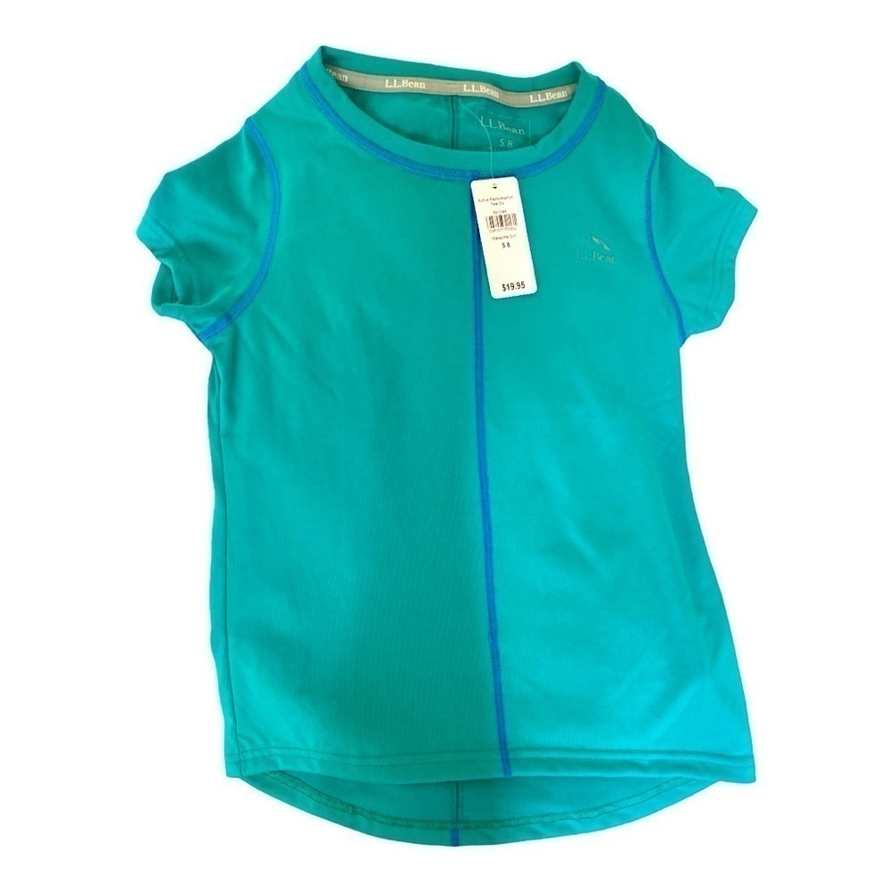 L.L. Bean Active Performance Tee Size Small 8. Malachte Green Girls or Boys NWT